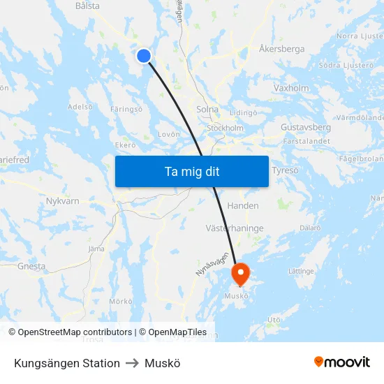 Kungsängen Station to Muskö map