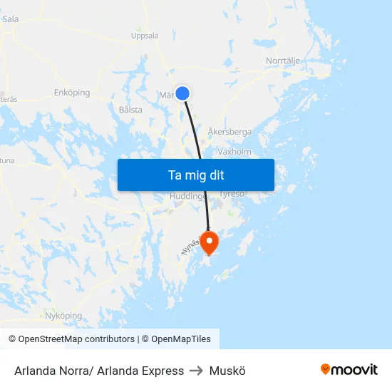 Arlanda Norra/ Arlanda Express to Muskö map