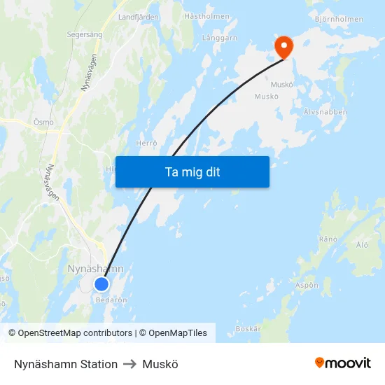 Nynäshamn Station to Muskö map