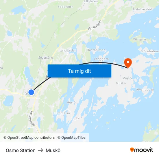 Ösmo Station to Muskö map
