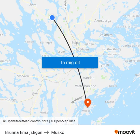 Brunna Emaljstigen to Muskö map