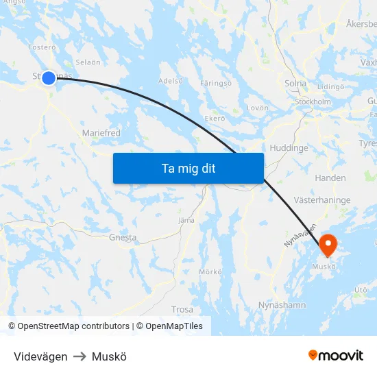 Videvägen to Muskö map