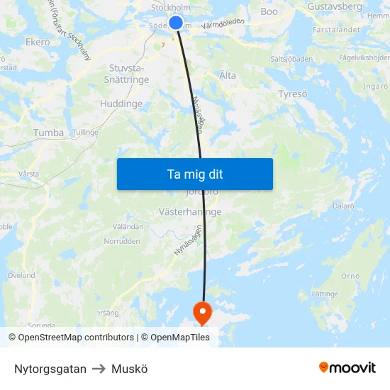 Nytorgsgatan to Muskö map