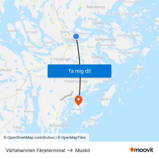 Värtahamnen Färjeterminal to Muskö map