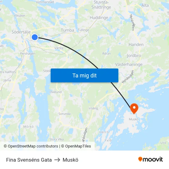 Fina Svenséns Gata to Muskö map