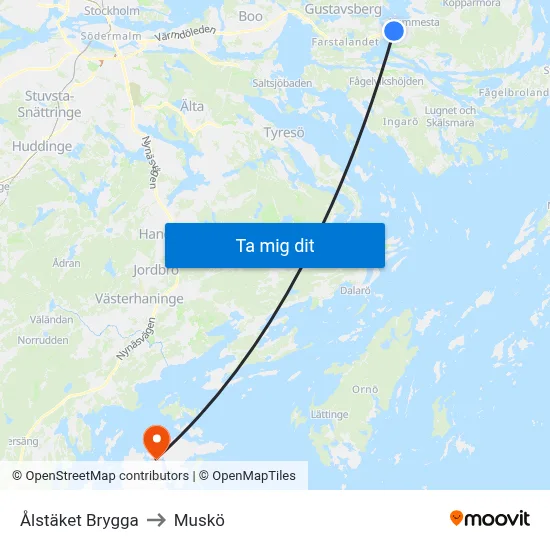 Ålstäket Brygga to Muskö map