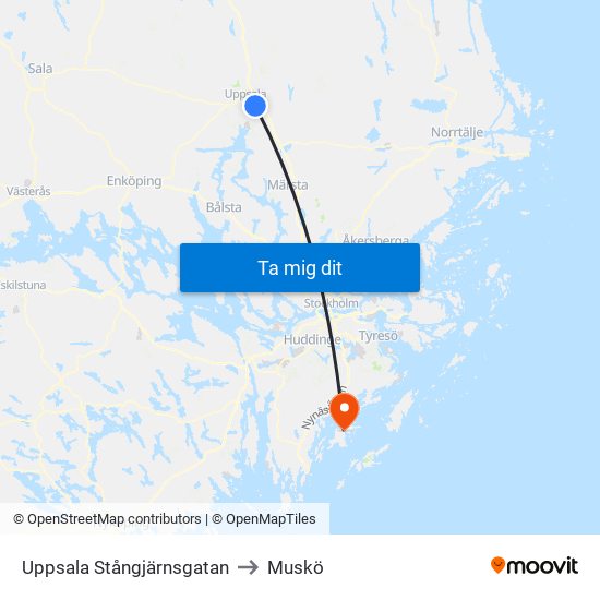 Uppsala Stångjärnsgatan to Muskö map