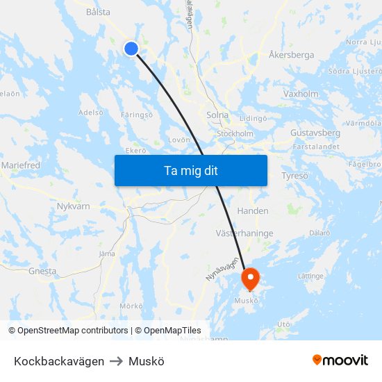 Kockbackavägen to Muskö map