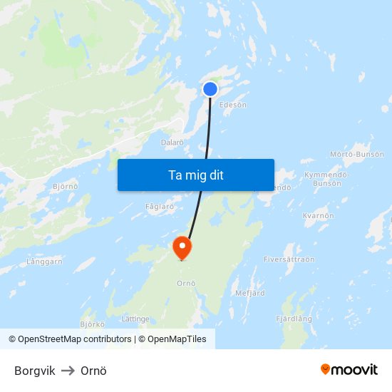 Borgvik to Ornö map