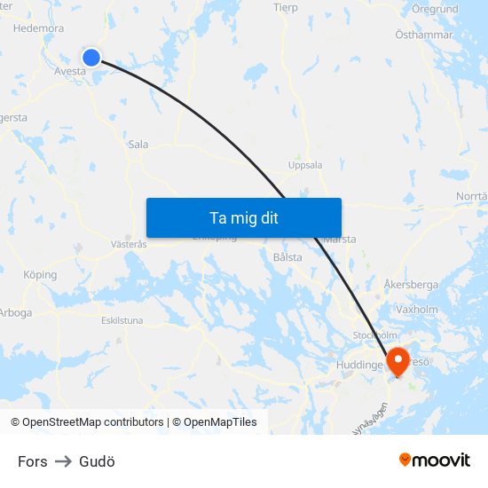 Fors to Gudö map