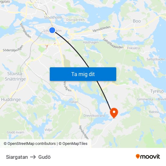 Siargatan to Gudö map