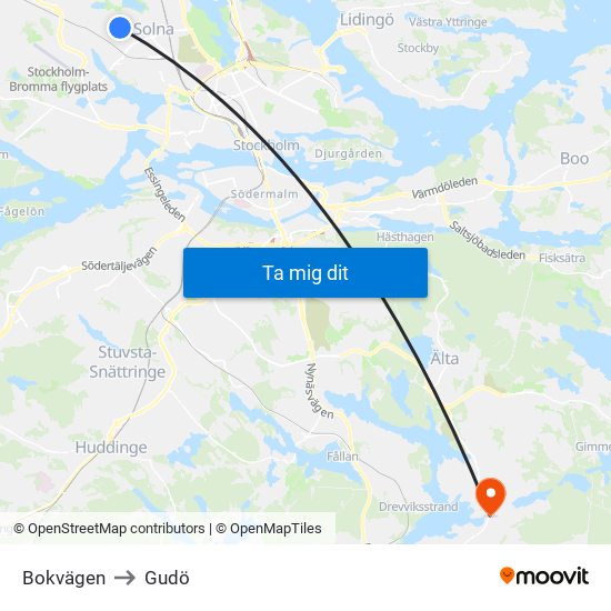 Bokvägen to Gudö map