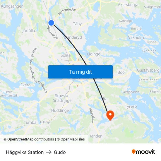 Häggviks Station to Gudö map
