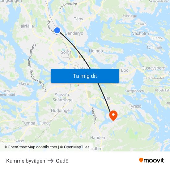 Kummelbyvägen to Gudö map