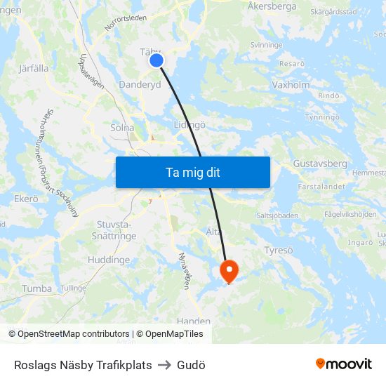 Roslags Näsby Trafikplats to Gudö map