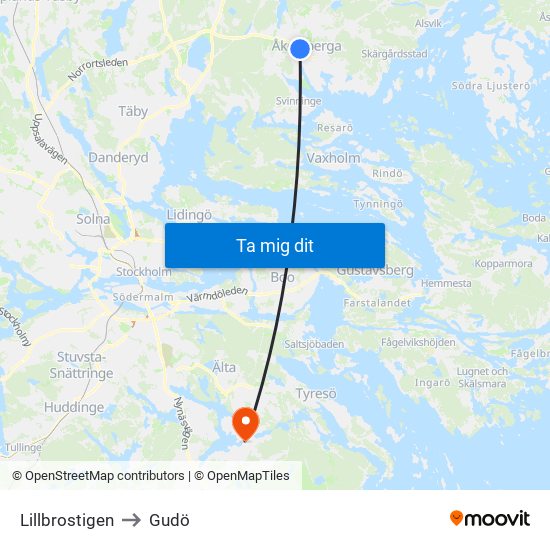 Lillbrostigen to Gudö map