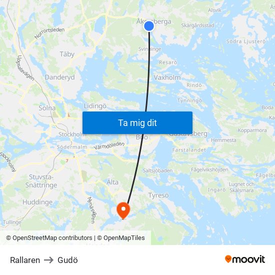 Rallaren to Gudö map