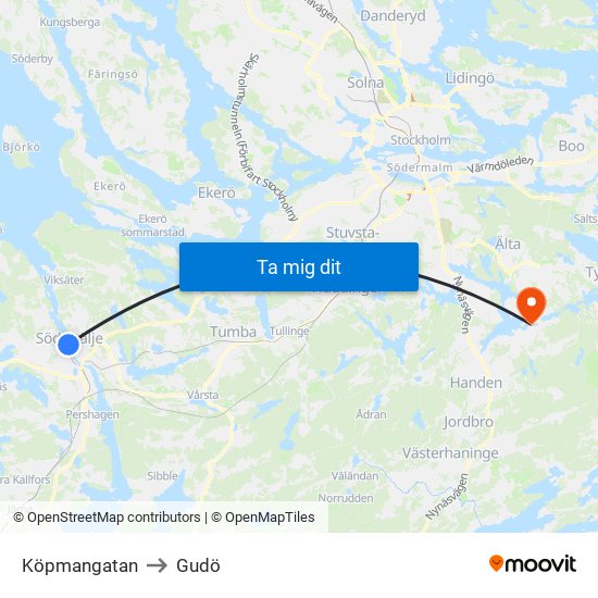 Köpmangatan to Gudö map