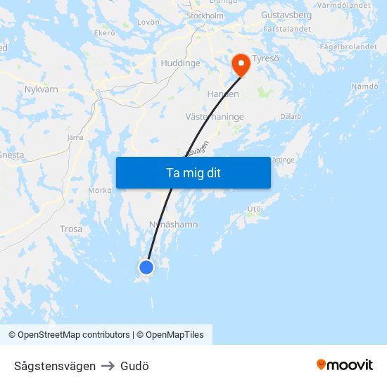 Sågstensvägen to Gudö map