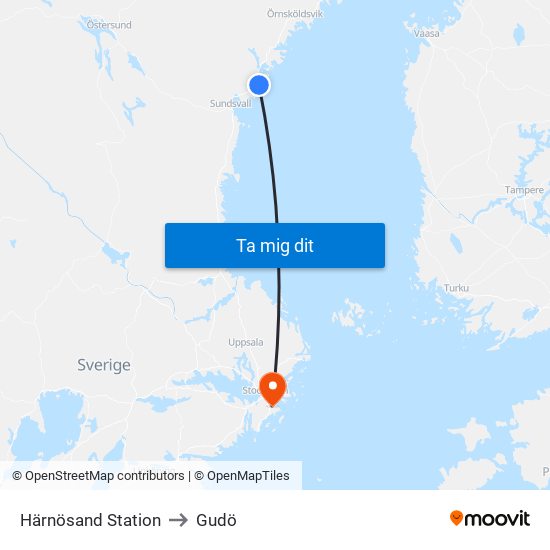 Härnösand Station to Gudö map