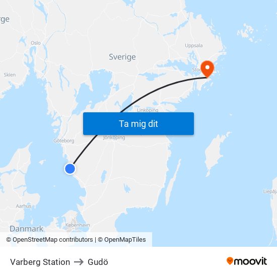 Varberg Station to Gudö map