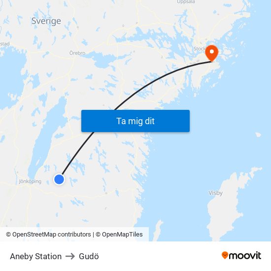 Aneby Station to Gudö map