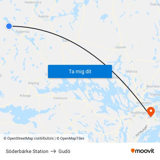 Söderbärke Station to Gudö map