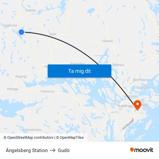 Ängelsberg Station to Gudö map