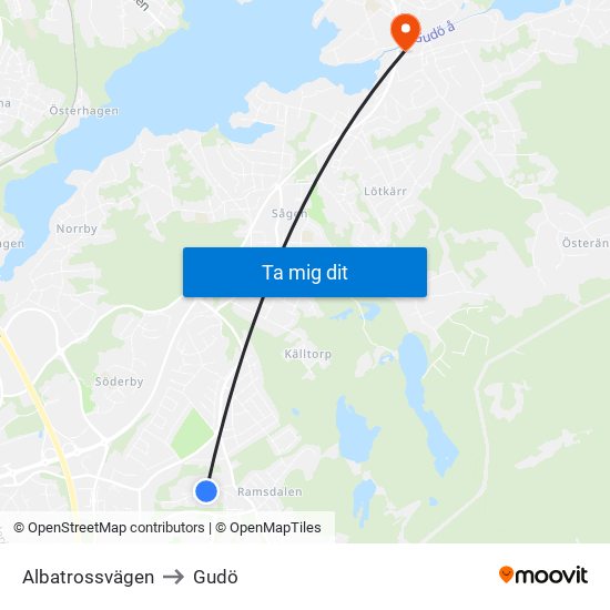 Albatrossvägen to Gudö map
