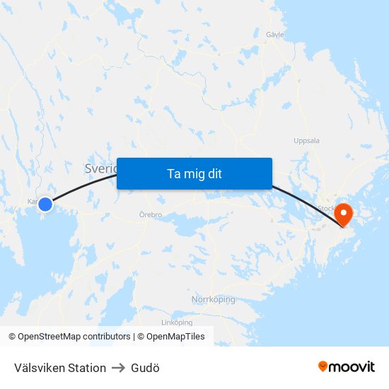 Välsviken Station to Gudö map