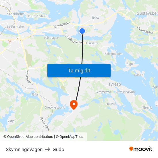 Skymningsvägen to Gudö map