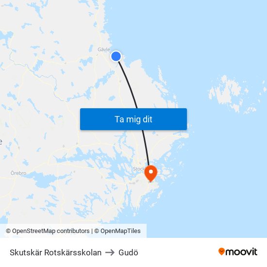 Skutskär Rotskärsskolan to Gudö map