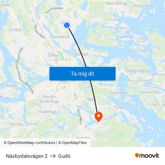 Näsbydalsvägen 2 to Gudö map