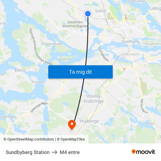 Sundbyberg Station to M4 entre map