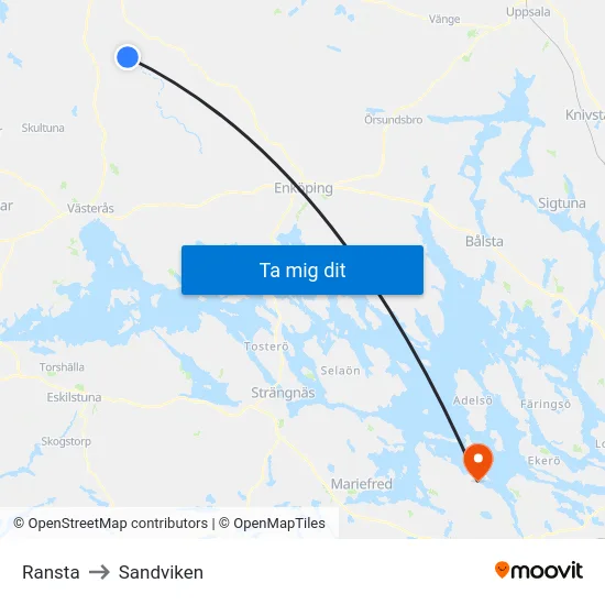 Ransta to Sandviken map