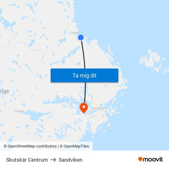 Skutskär Centrum to Sandviken map