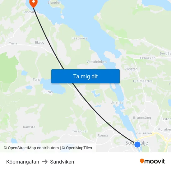 Köpmangatan to Sandviken map