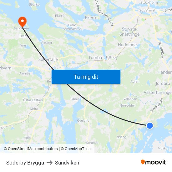 Söderby Brygga to Sandviken map