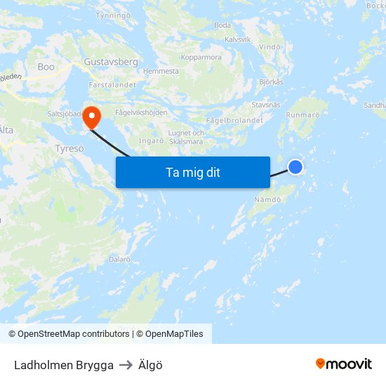 Ladholmen Brygga to Älgö map