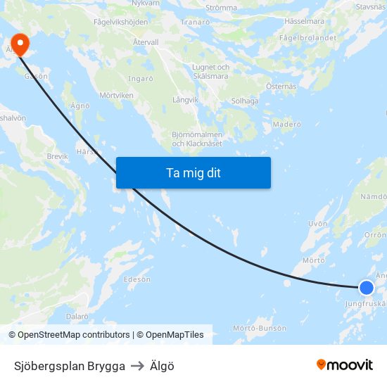 Sjöbergsplan Brygga to Älgö map