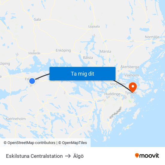 Eskilstuna Centralstation to Älgö map