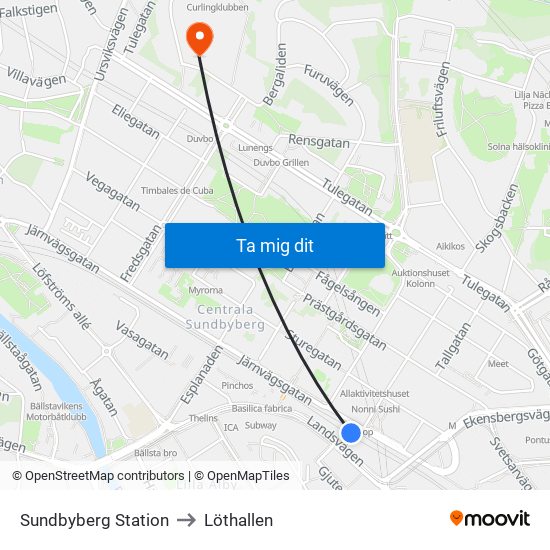 Sundbyberg Station to Löthallen map