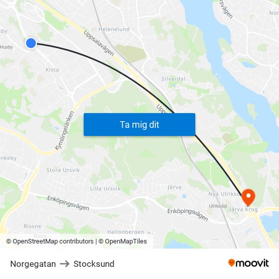 Norgegatan to Stocksund map