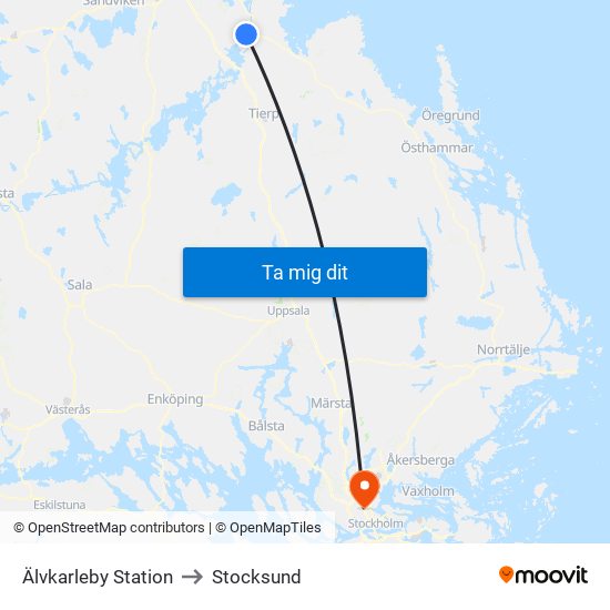 Älvkarleby Station to Stocksund map