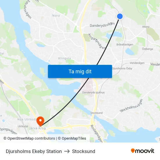 Djursholms Ekeby Station to Stocksund map