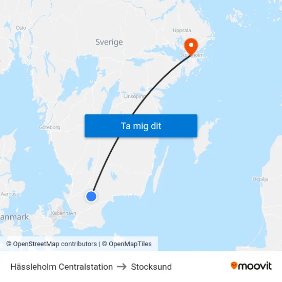 Hässleholm Centralstation to Stocksund map