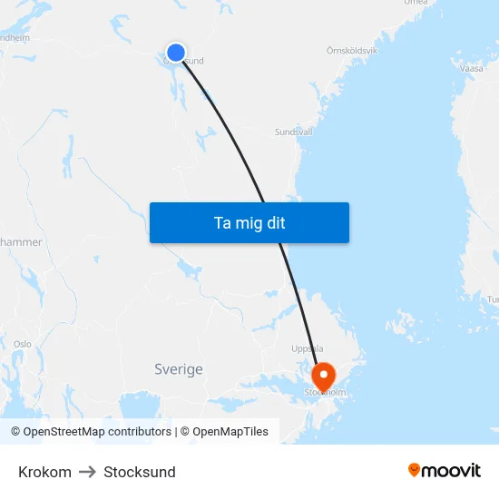 Krokom to Stocksund map