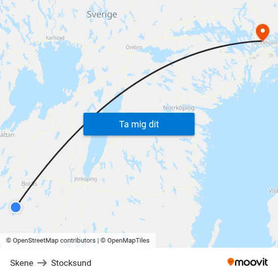 Skene to Stocksund map