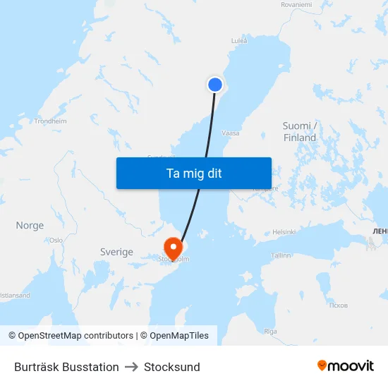 Burträsk Busstation to Stocksund map