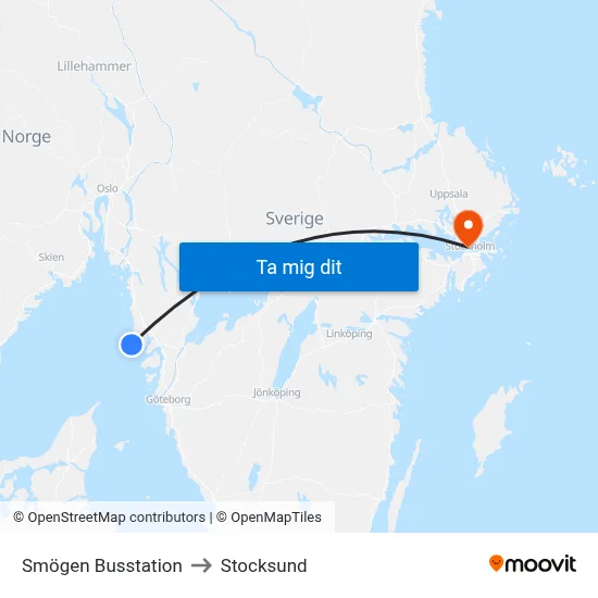 Smögen Busstation to Stocksund map
